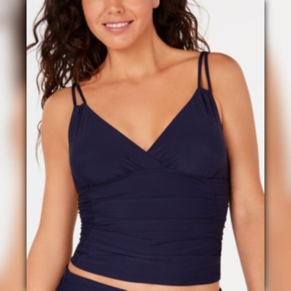 SOLD Calvin Klein Womans Shirred Ruched Tankini Top - Picture 1 of 2